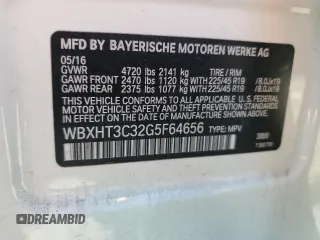 2016 BMW X1 xDrive28i z VIN WBXHT3C32G5F64656, wystawiony jako Copart lot #56031285 z przebiegiem 67 718 mil mil oraz Czysty tytuł • Clean title. Historia ofert i sprzedaży dostępna na DreamBid. Obrazek 13.