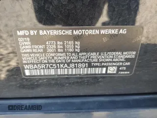 2019 BMW 3 Series 330i xDrive with VIN WBA5R7C51KAJ81891, listed as a Copart auction lot 54197695 with 70,722 mi miles and Salvage title. Bid and sale history available at DreamBid. Image 12.