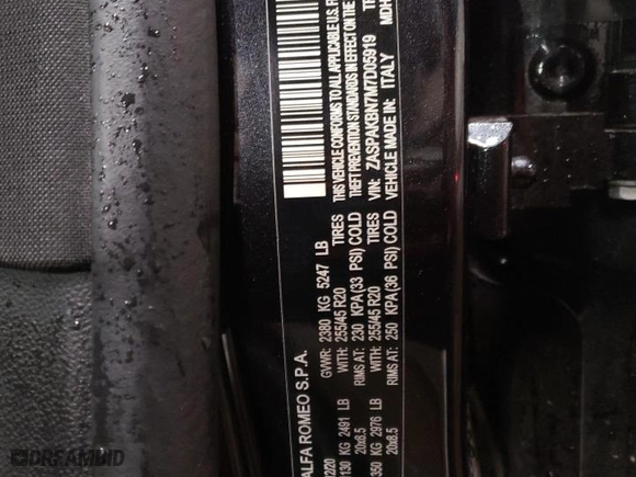 2021 Alfa Romeo Stelvio Ti with VIN ZASPAKBN7M7D05919, listed as a Copart auction lot 42598225 with 33,875 mi miles and Salvage Title. Bid and sale history available at carsss.com. Image 14.