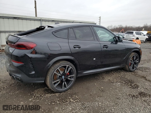 2025 BMW X6 M60i with VIN 5UX43EX02S9W76491, listed as a Copart auction lot 85033264 with 5,173 mi miles and Salvage Title. Bid and sale history available at carsss.com. Image 3.
