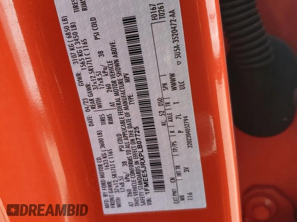 2023 Ford Bronco Raptor with VIN 1FMEE5JRXPLB07725, listed as a Copart auction lot 48746035 with 52,813 mi miles and Salvage Title. Bid and sale history available at DreamBid. Image 13.