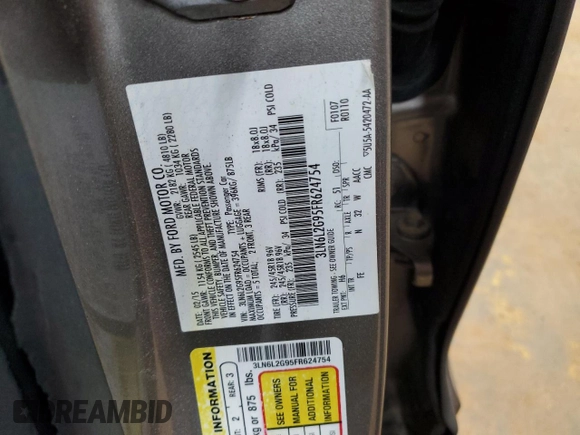 2015 Lincoln MKZ with VIN 3LN6L2G95FR624754, listed as a Copart auction lot 55557745 with 84,602 mi miles and Salvage title. Bid and sale history available at DreamBid. Image 12.