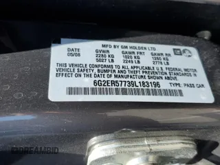 2009 Pontiac G8 z VIN 6G2ER57739L183196, wystawiony jako Copart lot #57629855 z przebiegiem 170 034 mil mil oraz Szkody całkowita. Historia ofert i sprzedaży dostępna na DreamBid. Obrazek 13.