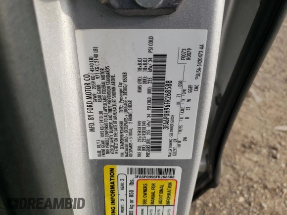 2015 Ford Fusion SE with VIN 3FA6P0H96FR268588, listed as a Copart auction lot 55113685 with 131,436 mi miles and Salvage Title. Bid and sale history available at DreamBid. Image 12.