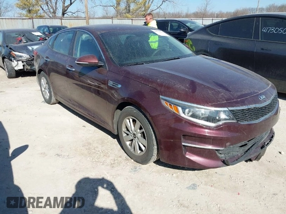 2018 Kia Optima LX with VIN 5XXGT4L32JG228231, listed as a IAAI auction lot 41754709 with 96,593 mi miles. Bid and sale history available at carsss.com. Image 1.