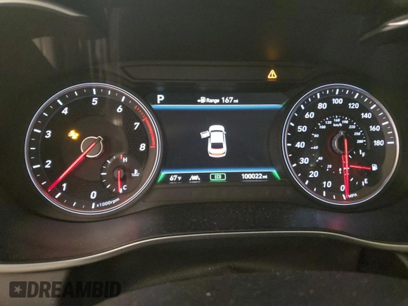 2019 Genesis G70 Advanced with VIN KMTG54LE3KU037703, listed as a Copart auction lot 50238845 with 100,022 mi miles and Salvage title. Bid and sale history available at DreamBid. Image 9.