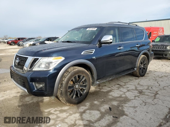 2017 Nissan Armada Platinum with VIN JN8AY2NE7H9703152, listed as a Copart auction lot 46479295 with 172,895 mi miles and Salvage Title. Bid and sale history available at carsss.com. Image 1.
