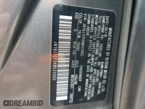 2019 Nissan Rogue S with VIN JN1BJ1CP2KW523902, listed as a Copart auction lot 51506395 with 68,841 mi miles and Salvage Title. Bid and sale history available at DreamBid. Image 13.