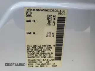 2015 Nissan LEAF SV with VIN 1N4AZ0CP1FC323120, listed as a Copart auction lot 50378055 with 26,612 mi miles and Salvage Title. Bid and sale history available at carsss.com. Image 12.