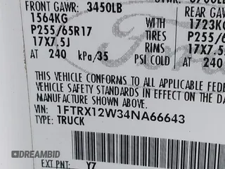 2004 Ford F-150 STX with VIN 1FTRX12W34NA66643, listed as a IAAI auction lot 41770432 with 149,212 mi miles and . Bid and sale history available at carsss.com. Image 9.