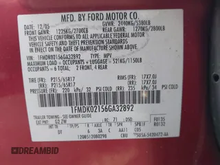 2006 Ford Freestyle SEL with VIN 1FMDK02156GA32892, listed as a IAAI auction lot 41804226 with 159,559 mi miles. Bid and sale history available at carsss.com. Image 9.