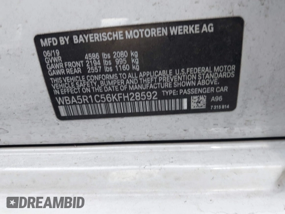 2019 BMW 3 Series 330i с VIN WBA5R1C56KFH28592, выставлен на аукционе IAAI как лот 42344438 с пробегом Не указан миль и . История ставок и продаж доступна на DreamBid. Изображение 9.