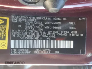 2019 Toyota Highlander SE z VIN 5TDJZRFH2KS988314, wystawiony jako Copart lot #54784145 z przebiegiem 57 851 mil mil oraz Szkoda całkowita • Salvage title. Historia ofert i sprzedaży dostępna na DreamBid. Obrazek 13.