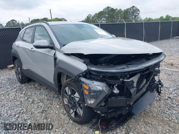 2025 Hyundai Kona SEL with VIN KM8HBCAB7SU273670, listed as a IAAI auction lot 42030055 with 3,600 mi miles. Bid and sale history available at carsss.com. Image 1.