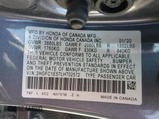 2020 Honda Civic Si with VIN 2HGFC1E57LH702572, listed as a Copart auction lot 50269585 with 126,077 mi miles and Salvage Title. Bid and sale history available at DreamBid. Image 14.