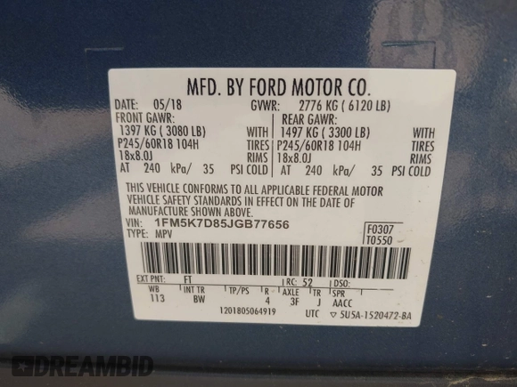 2018 Ford Explorer XLT with VIN 1FM5K7D85JGB77656, listed as a IAAI auction lot 42366539 with 86,579 mi miles and . Bid and sale history available at DreamBid. Image 9.