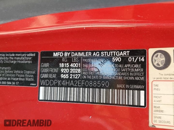 2014 Mercedes-Benz SLK 250 z VIN WDDPK4HA2EF088590, wystawiony jako Copart lot #75963374 z przebiegiem 82 299 mil mil oraz Szkoda całkowita • Salvage title. Historia ofert i sprzedaży dostępna na DreamBid. Obrazek 13.
