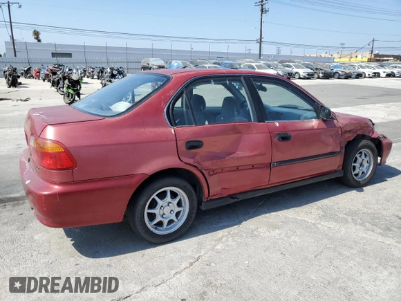 1999 Honda Civic LX with VIN 1HGEJ6670XL002593, listed as a Copart auction lot 68564474 with 255,621 mi miles and Salvage Title. Bid and sale history available at carsss.com. Image 3.