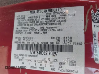 2006 Ford Mustang Standard with VIN 1ZVFT84N365190097, listed as a IAAI auction lot 42015242 with Not Provided miles and . Bid and sale history available at carsss.com. Image 9.