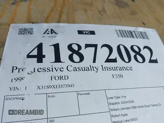 1999 Ford F-350 XL with VIN 1FTSX31S9XED73945, listed as a IAAI auction lot 41872082 with Not Provided miles and . Bid and sale history available at DreamBid. Image 9.
