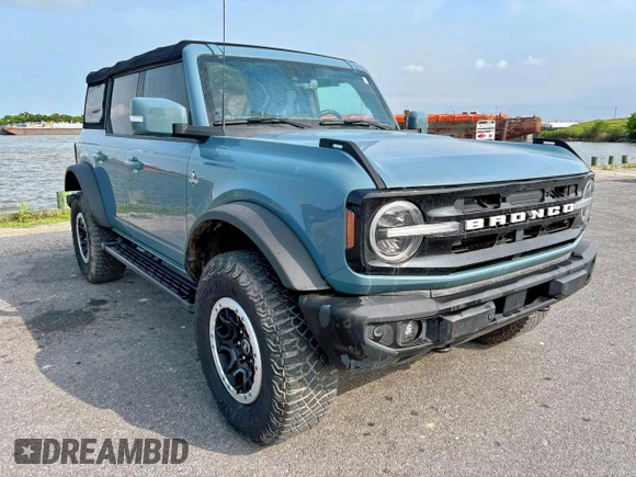 2022 Ford Bronco с VIN 1FMEE5DP3NLB62749, выставлен на аукционе Copart как лот 58267595 с пробегом 59 444 миль миль и Списание • Salvage title. История ставок и продаж доступна на DreamBid. Изображение 1.
