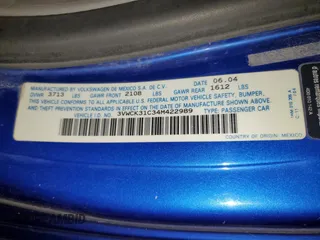 2004 Volkswagen New Beetle Coupe GLS with VIN 3VWCK31C34M422989, listed as a Copart auction lot 77594674 with 212,116 mi miles and Salvage Title. Bid and sale history available at carsss.com. Image 12.