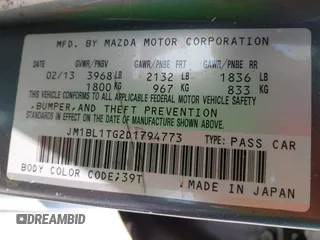 2013 Mazda 3 i SV with VIN JM1BL1TG2D1794773, listed as a IAAI auction lot 41920770 with 154,728 mi miles and . Bid and sale history available at DreamBid. Image 9.