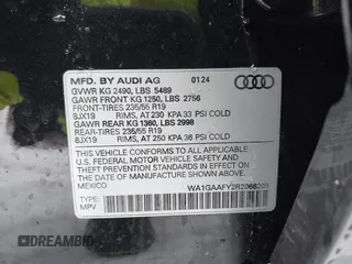 2024 Audi Q5 S line Premium with VIN WA1GAAFY2R2066205, listed as a IAAI auction lot 41565261 with 20,052 mi miles. Bid and sale history available at carsss.com. Image 9.