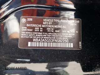 2015 BMW 3 Series 328i with VIN WBA3A5G53FNS82250, listed as a Copart auction lot 60875555 with 140,288 mi miles and Clean title. Bid and sale history available at DreamBid. Image 12.