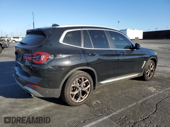 2024 BMW X3 sDrive30i with VIN 5UX43DP0XR9U58299, listed as a Copart auction lot 47617185 with 9,385 mi miles and Salvage Title. Bid and sale history available at DreamBid. Image 3.