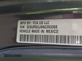 2022 Ram 2500 Big Horn with VIN 3C6UR5DJ8NG263368, listed as a IAAI auction lot 40072610 with 17,293 mi miles and . Bid and sale history available at DreamBid. Image 9.