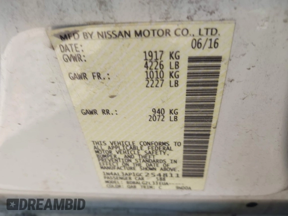 2016 Nissan Altima S with VIN 1N4AL3AP1GC254811, listed as a IAAI auction lot 41807923 with 151,247 mi miles and . Bid and sale history available at DreamBid. Image 9.