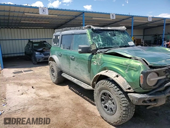 2022 Ford Bronco с VIN 1FMEE5DP0NLA72491, выставлен на аукционе Copart как лот 62482815 с пробегом 80 184 миль миль и Списание • Salvage title. История ставок и продаж доступна на DreamBid. Изображение 13.