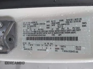 2014 Ford Escape SE with VIN 1FMCU0GX6EUD43105, listed as a IAAI auction lot 41728686 with 95,729 mi miles. Bid and sale history available at carsss.com. Image 9.