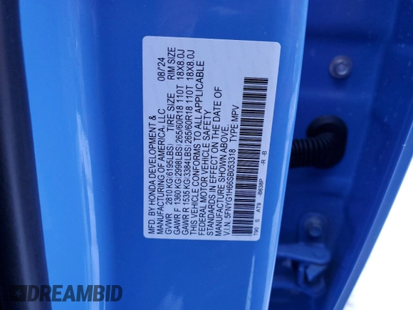 2025 Honda Pilot TrailSport with VIN 5FNYG1H66SB053318, listed as a Copart auction lot 88573055 with 0 mi miles and Salvage Title. Bid and sale history available at carsss.com. Image 15.