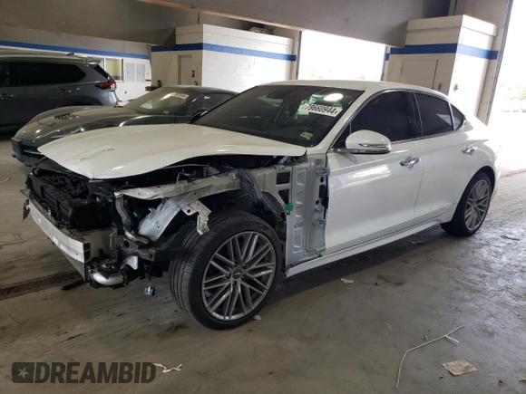 2020 Genesis G70 2.0T with VIN KMTG64LA5LU060024, listed as a Copart auction lot 79660944 with 56,681 mi miles and Salvage Title. Bid and sale history available at carsss.com. Image 1.