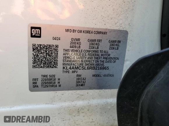 2024 Buick Encore GX Preferred with VIN KL4AMCSL6RB216965, listed as a Copart auction lot 56559005 with 21,520 mi miles and Salvage title. Bid and sale history available at DreamBid. Image 13.