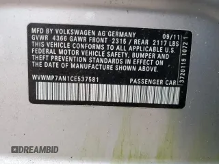2012 Volkswagen CC R-Line z VIN WVWMP7AN1CE537581, wystawiony jako Copart lot #60816635 z przebiegiem 105 074 mil mil oraz Czysty tytuł • Clean title. Historia ofert i sprzedaży dostępna na DreamBid. Obrazek 12.