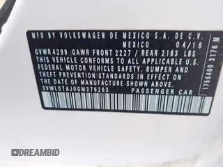 2016 Volkswagen Jetta SEL z VIN 3VWL07AJ0GM376263, wystawiony jako IAAI lot #42728100 z przebiegiem 213 315 mil mil oraz . Historia ofert i sprzedaży dostępna na DreamBid. Obrazek 9.