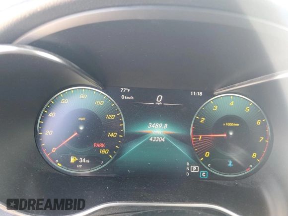2021 Mercedes-Benz GLC 300 with VIN W1N0G8DB8MV270973, listed as a Copart auction lot 57184335 with 43,304 mi miles and Salvage title. Bid and sale history available at DreamBid. Image 9.