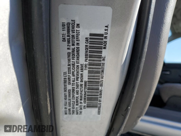 2002 Subaru Legacy L with VIN 4S3BE635427208882, listed as a Copart auction lot 77306654 with 224,283 mi miles and Non repairable. Bid and sale history available at DreamBid. Image 13.