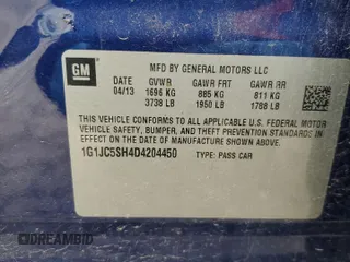 2013 Chevrolet Sonic LT with VIN 1G1JC5SH4D4204450, listed as a Copart auction lot 55173345 with 135,604 mi miles and Clean Title. Bid and sale history available at DreamBid. Image 12.