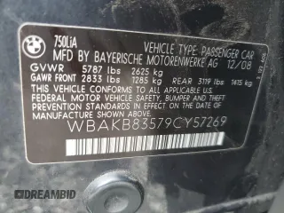 2009 BMW 7 Series 750Li z VIN WBAKB83579CY57269, wystawiony jako Copart lot #42173805 z przebiegiem 140 815 mil mil oraz Szkoda całkowita • Salvage title. Historia ofert i sprzedaży dostępna na DreamBid. Obrazek 14.