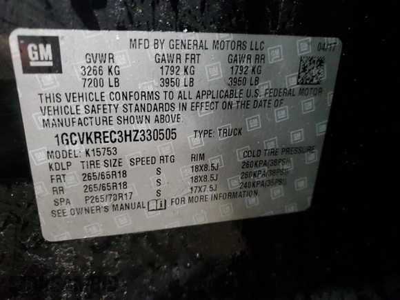 2017 Chevrolet Silverado 1500 LT with VIN 1GCVKREC3HZ330505, listed as a Copart auction lot 53311665 with 203,119 mi miles and Clean Title. Bid and sale history available at DreamBid. Image 13.