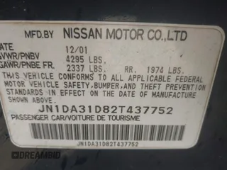 2002 Nissan Maxima GLE z VIN JN1DA31D82T437752, wystawiony jako IAAI lot #41734662 z przebiegiem 211 408 mil mil oraz . Historia ofert i sprzedaży dostępna na DreamBid. Obrazek 9.