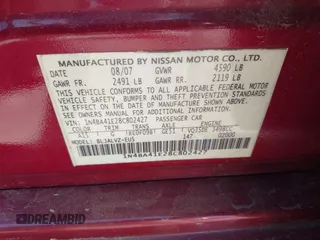 2008 Nissan Maxima 3.5 SL with VIN 1N4BA41E28C802427, listed as a IAAI auction lot 42097377 with 193,282 mi miles. Bid and sale history available at carsss.com. Image 9.
