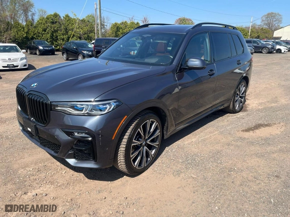2022 BMW X7 M50i with VIN 5UXCX6C09N9K44917, listed as a Copart auction lot 54822275 with 123,855 mi miles and Clean Title. Bid and sale history available at carsss.com. Image 1.