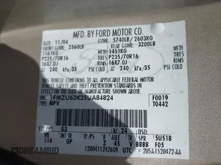 2005 Ford Explorer XLT с VIN 1FMZU63K35UA84824, выставлен на аукционе IAAI как лот 42749571 с пробегом 144 677 миль миль и . История ставок и продаж доступна на DreamBid. Изображение 9.