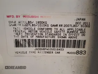 2012 Mitsubishi Lancer GT with VIN JA32U8FW1CU016453, listed as a Copart auction lot 48434765 with 157,995 mi miles and Salvage Title. Bid and sale history available at DreamBid. Image 12.