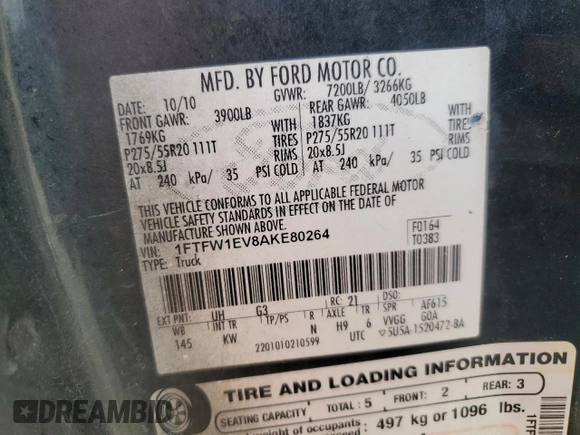 2011 Ford F-150 XL с VIN 1FTFX1ET4BFC64269, выставлен на аукционе Copart как лот 56654335 с пробегом 302 002 миль миль и Списание • Salvage title. История ставок и продаж доступна на DreamBid. Изображение 13.